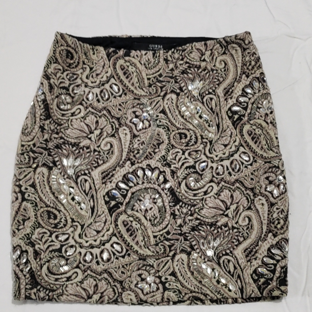 Guess paisley, beaded skirt